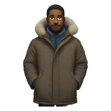 Person in an art gallery wearing a big winter coat sticker