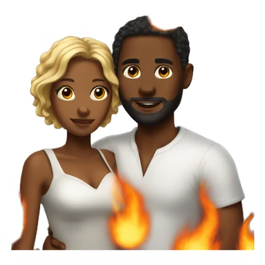black love with fire sticker