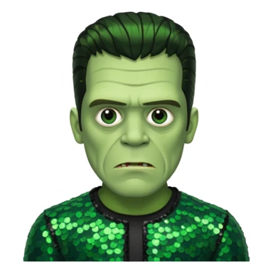 Frankenstein with dark green sequin outfit sticker