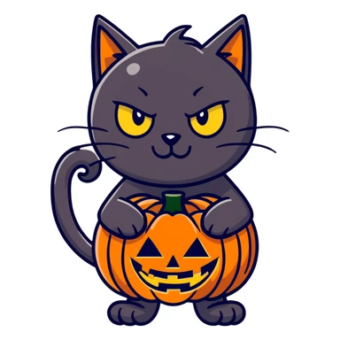  Black cat with Jack-o-lantern sticker