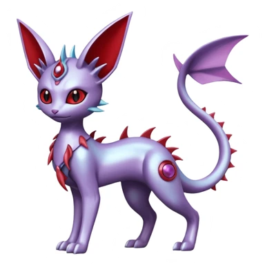 Mechanical Miraidon-Espeon-Mewtwo-Vaporeon-Fakémon-hybrid-creature (full body)  with red eyes and intricate markings sticker