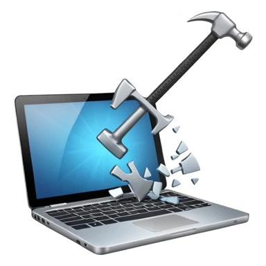 Hit laptop with hammer sticker