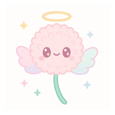 a dandelion with a halo and wings sticker