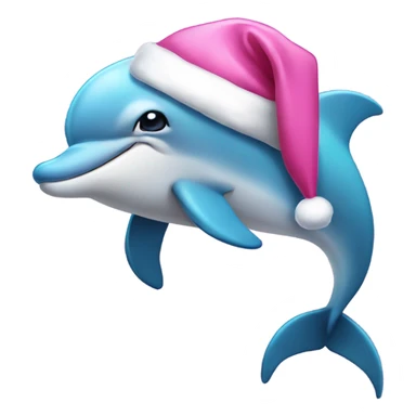 Dolphin wearing a pink dress and a Santa hat  sticker