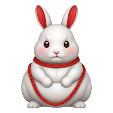 White realistic fat bunny with red ropes tightly wrapped around sticker