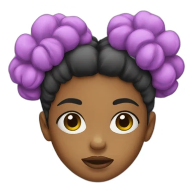 girl with 2 afro puffs with a frown sticker