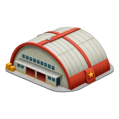 USSR military airplane rounded roof hangar isometry view sticker
