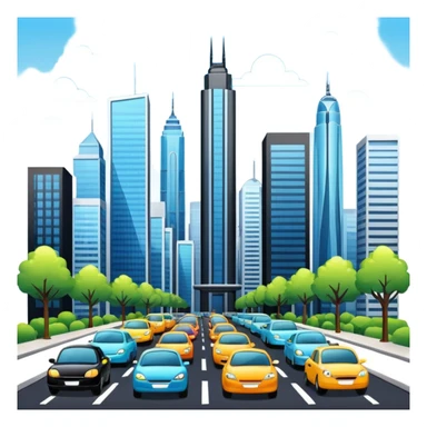 a city, with it's traffic sticker