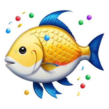 white colored pixel fish cute confetti  sticker