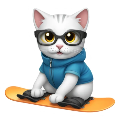 Cat snowboarding  sticker