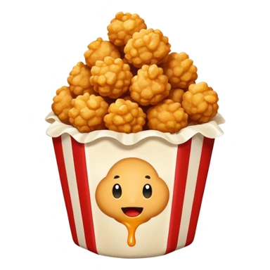 Popcorn chicken with sriracha mayonnaise drizzled on top sticker