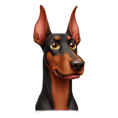 Red Doberman without cropped ears face facing front happy expression  sticker