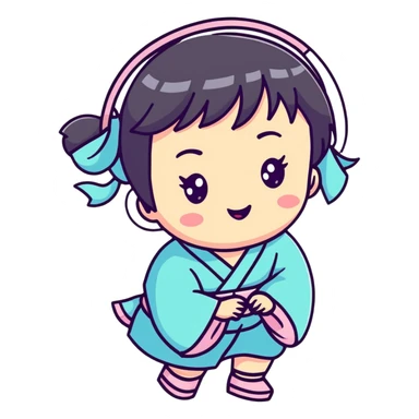 Japanese girl, sticker style, playful, outlined, pastel colors sticker