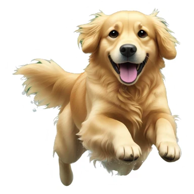 Golden retriever jump into water sticker