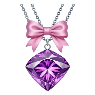 purple diamond necklace with a pink bow sticker