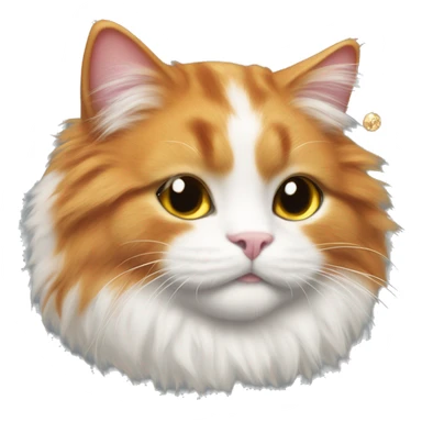 Fluffy ginger cat with white fur with discoballs and flowers  sticker