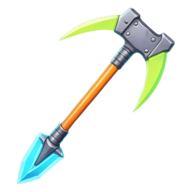 futuristic space mining pickaxe, glowing energy blade, sci-fi metal handle, neon accents, 3D cartoon, mobile game icon, clean background, no text, no watermark

 sticker