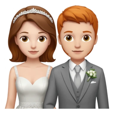 make us a wedding couple. one on left in a dress, brunette. one on right, ginger in a suit. both girls sticker