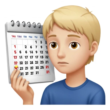 teenager looking through a calendar sticker