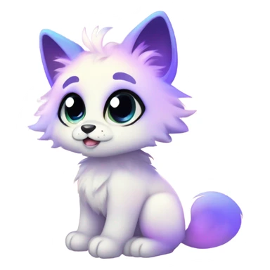 Adorable innocent cute gradient-Sparkle-nebula-fursona furry, full body sticker