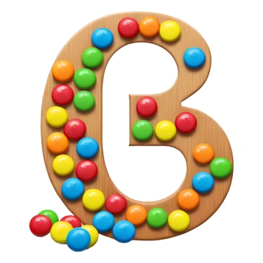 A stylized S letter made of rainbow colors next to a few green round candies, extremely minimal Skittles representation. sticker