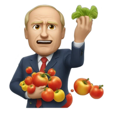 Vladimir poutine getting hit by rotten tomatoes sticker