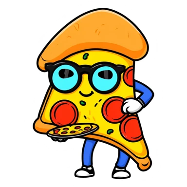 pizza caricature with large funny glasses sticker