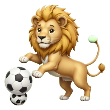 lion playing soccer sticker