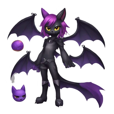 Anthro Dark Beautiful Colorful Shiny Edgy Cool Shy Grumpy FurSona Feline-Bat-Fakemon Long Emo Hai-bangs  Vtuber Model sticker