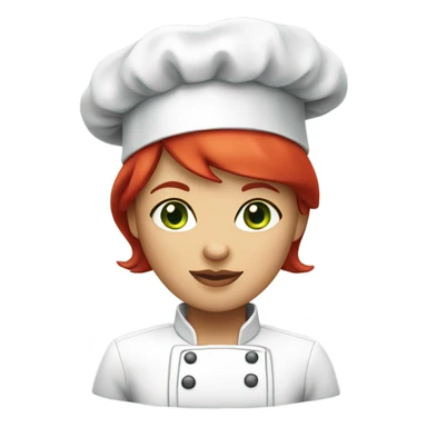 green eyes red short haired female chef with a hat  sticker