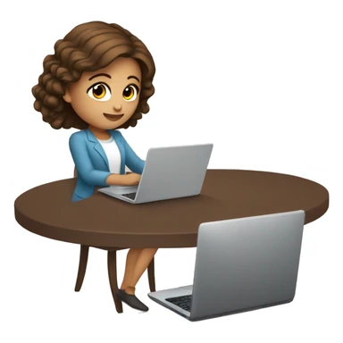 cute girl with brown hair working on laptop and drinking coffee sticker