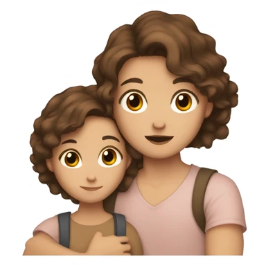 girl with brown hair and brown eyes cuddling boy with brown hair and brown eyes sticker