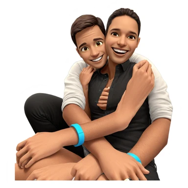 hugging with a joyful smile sticker