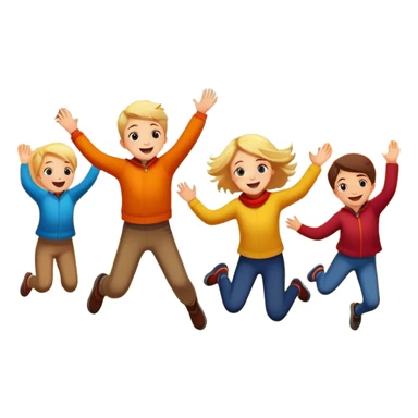 kids jumping into piles of autumn leaves, joyful expressions, colorful fall scene sticker