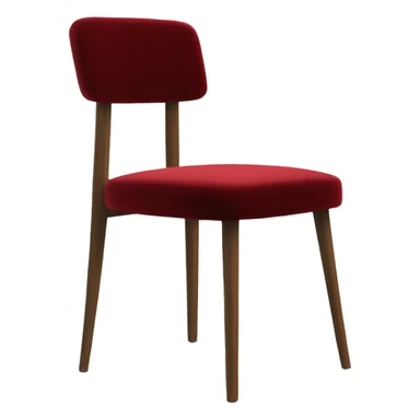 modern looking, simple velvet dining chair, on 4 legs and with really simple but nice looking rest sticker