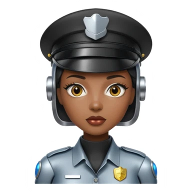 black half robot cop woman sticker