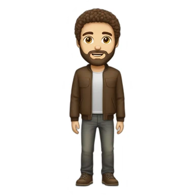 Daniel nass, brazilian, white skin, little hair, straight brown hair, bearded sticker