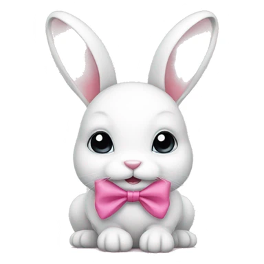 a white bunny with a pink bow  sticker