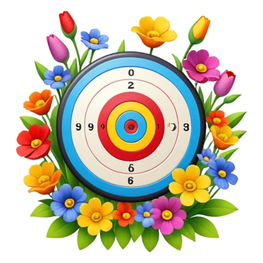 A colorful bullseye target with spring flowers around it sticker