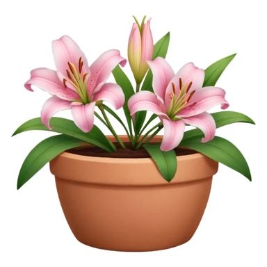 light pink lily flowers in a clay pot sticker