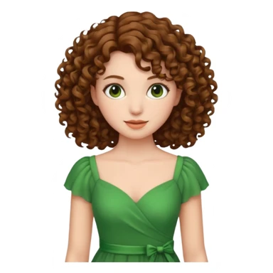 green dress curly hair sticker