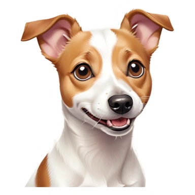 Cinematic Comical Jack Russell Terrier Portrait Emoji, Head tilted dramatically with an exaggeratedly shocked expression, featuring a perky, agile body with wide, comically expressive eyes full of playful disbelief and animated, perked ears, Simplified yet hilariously expressive features, highly detailed, glowing with a slightly sassy glow, high shine, dramatic yet playful, stylized with an air of cheeky canine mischief, soft glowing outline, capturing the essence of a meme-worthy Jack Russell Terrier that looks ready to side-eye its way into viral fame! sticker