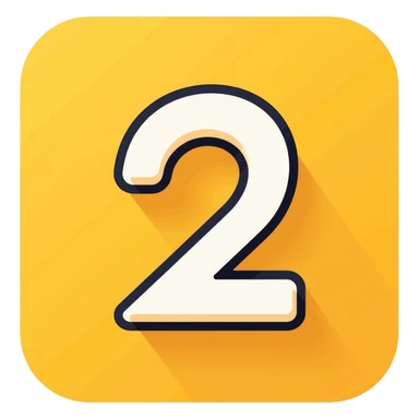 Number 2 on a yellow volumetric background sticker