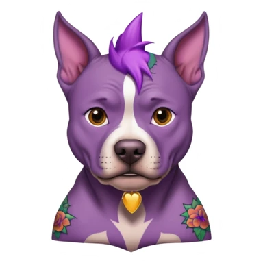 very tattoed brown face pitbull dog with purple spiky hair sticker