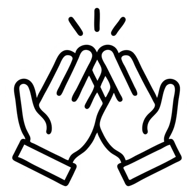 two hands giving a high five, energetic, clear gesture, simple bold black outlined style sticker