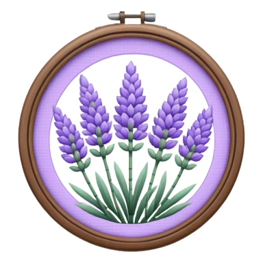Pixelated Lavender flowers artwork inside a round pastel purple-whitish Cross stitch frame  sticker