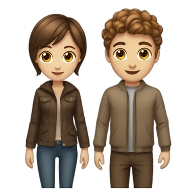 girl et boy with brown hair couple love sticker