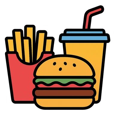 burger meal set with fries and drink sticker