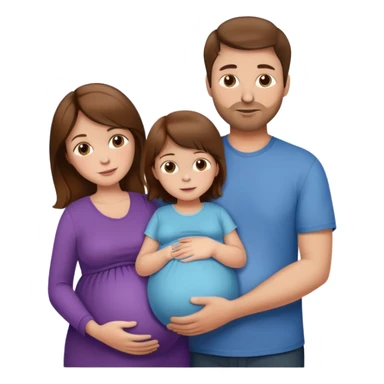 Donna capelli castani incinta, marito capelli castani e bambino capelli castani  sticker