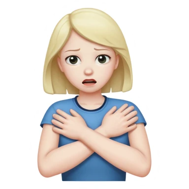 person choking them selves with arms crossed sticker